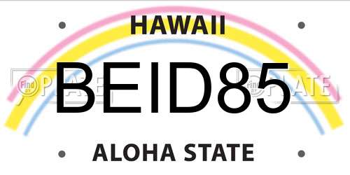 BEID85 Hawaii License Plate