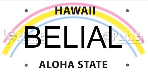 BELIAL Hawaii License Plate
