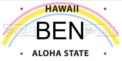 BEN Hawaii License Plate