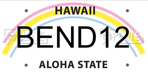 BEND12 Hawaii License Plate