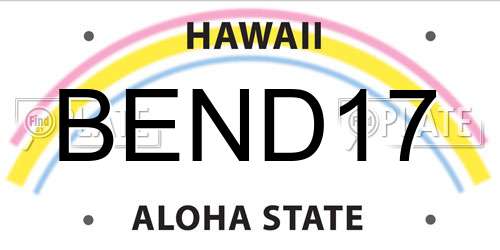BEND17 Hawaii License Plate