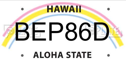 BEP86D Hawaii License Plate