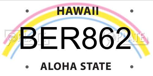 BER862 Hawaii License Plate