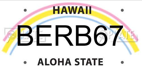 BERB67 Hawaii License Plate