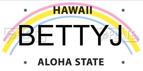 BETTYJ Hawaii License Plate