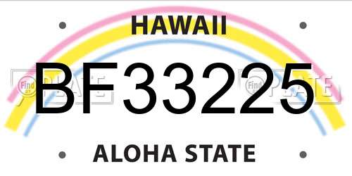 BF33225 Hawaii License Plate