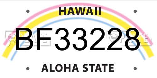 BF33228 Hawaii License Plate