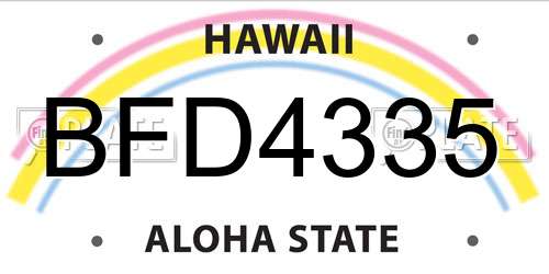 BFD4335 Hawaii License Plate