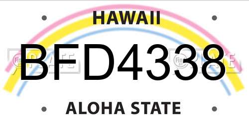 BFD4338 Hawaii License Plate