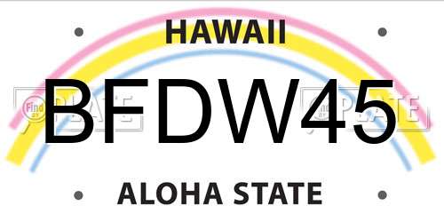 BFDW45 Hawaii License Plate