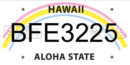 BFE3225 Hawaii License Plate