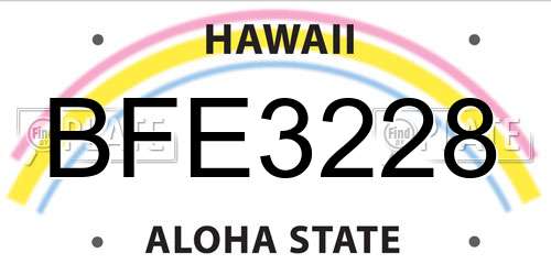 BFE3228 Hawaii License Plate