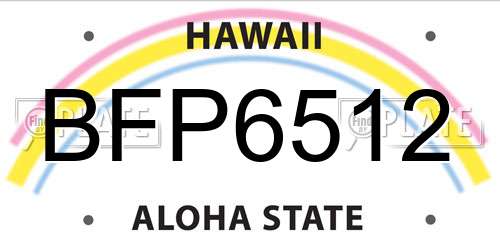 BFP6512 Hawaii License Plate