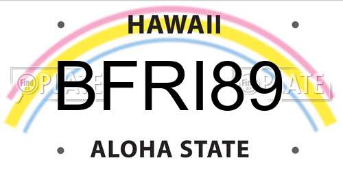 BFRI89 Hawaii License Plate