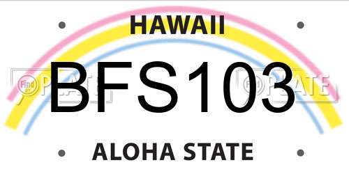 BFS103 Hawaii License Plate