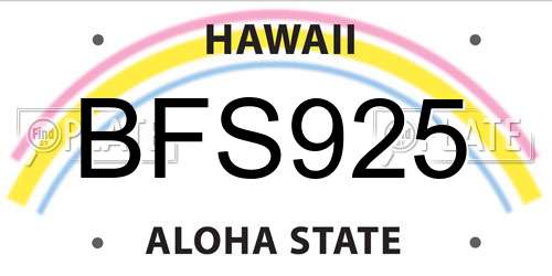 BFS925 Hawaii License Plate