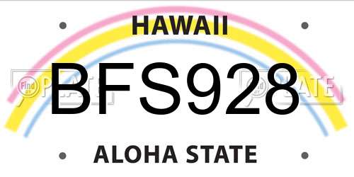 BFS928 Hawaii License Plate