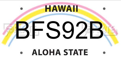 BFS92B Hawaii License Plate