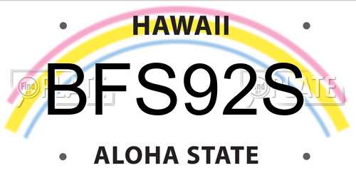BFS92S Hawaii License Plate