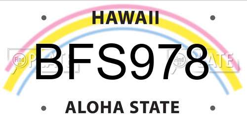 BFS978 Hawaii License Plate