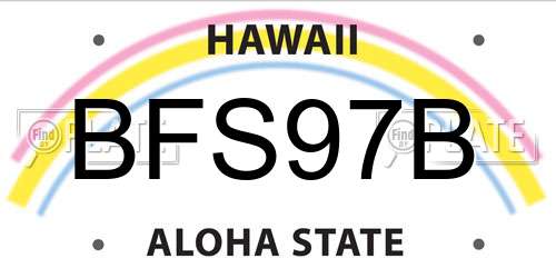 BFS97B Hawaii License Plate