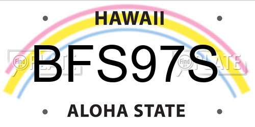 BFS97S Hawaii License Plate