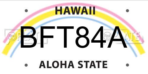 BFT84A Hawaii License Plate