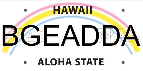 BGEADDA Hawaii License Plate