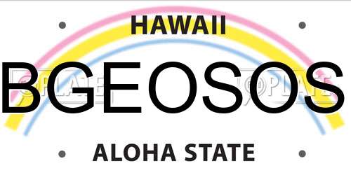 BGEOSOS Hawaii License Plate