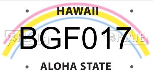 BGF017 Hawaii License Plate