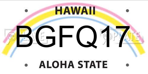 BGFQ17 Hawaii License Plate