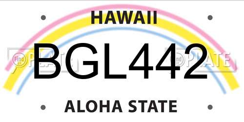 BGL442 Hawaii License Plate