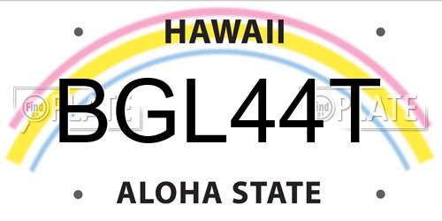 BGL44T Hawaii License Plate