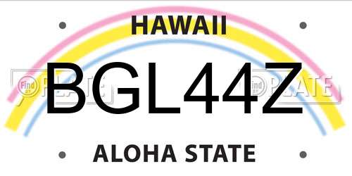 BGL44Z Hawaii License Plate