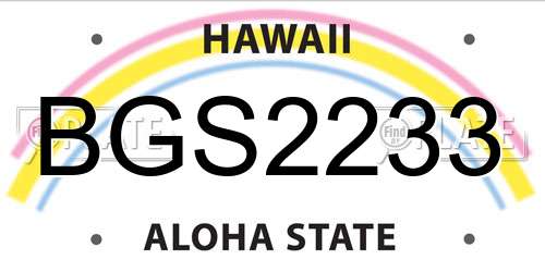BGS2233 Hawaii License Plate