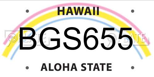 BGS655 Hawaii License Plate