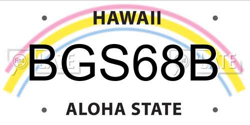 BGS68B Hawaii License Plate