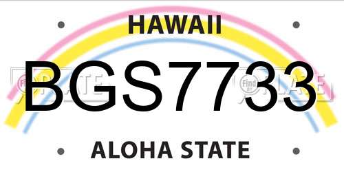 BGS7733 Hawaii License Plate