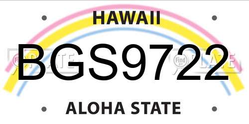 BGS9722 Hawaii License Plate