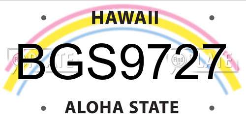 BGS9727 Hawaii License Plate