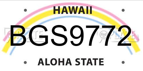 BGS9772 Hawaii License Plate