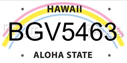 BGV5463 Hawaii License Plate