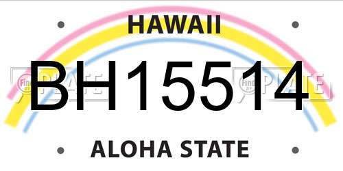 BH15514 Hawaii License Plate