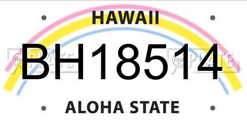 BH18514 Hawaii License Plate