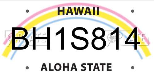 BH1S814 Hawaii License Plate