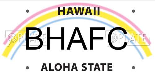 BHAFC Hawaii License Plate