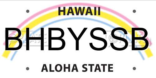 BHBYSSB Hawaii License Plate