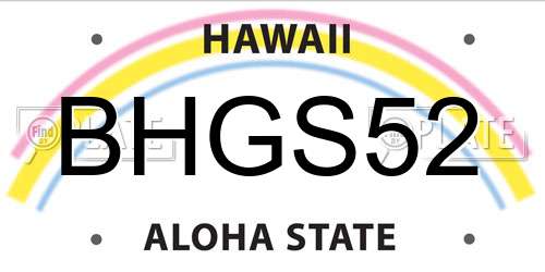 BHGS52 Hawaii License Plate