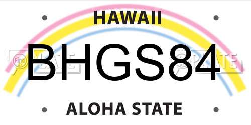 BHGS84 Hawaii License Plate