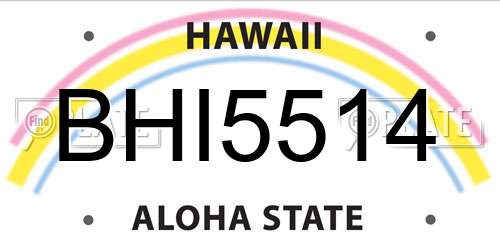 BHI5514 Hawaii License Plate